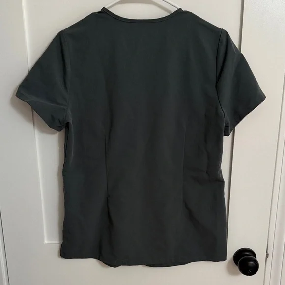 Figs Women's Gray V-Neck Short Sleeve Top - Picture 3 of 3